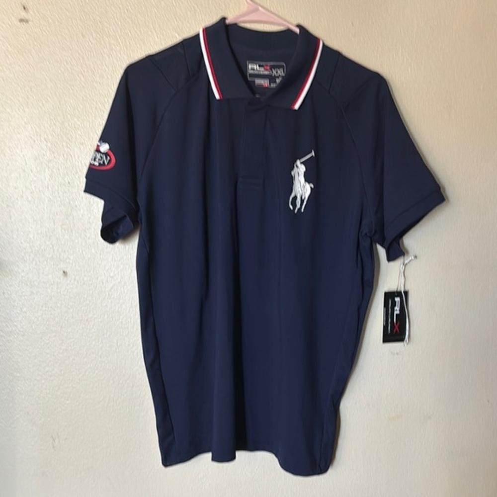 NWT Women's Ralph Lauren Golf Polo Shirt Navy Blue RLX w/ Enlarged Logo Size XXL